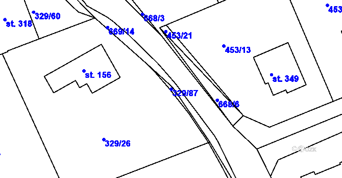 Parcela st. 329/87 v KÚ Horní Soběšovice, Katastrální mapa