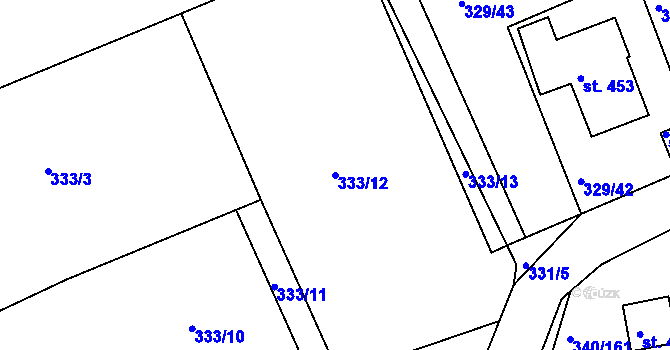 Parcela st. 333/12 v KÚ Horní Soběšovice, Katastrální mapa