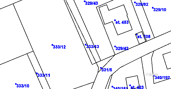 Parcela st. 333/13 v KÚ Horní Soběšovice, Katastrální mapa