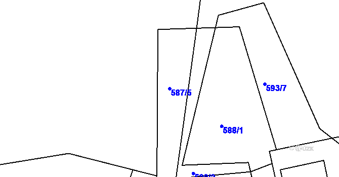 Parcela st. 587/5 v KÚ Horní Soběšovice, Katastrální mapa