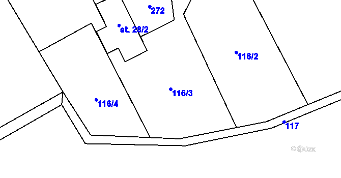 Parcela st. 116/3 v KÚ Dolní Soběšovice, Katastrální mapa