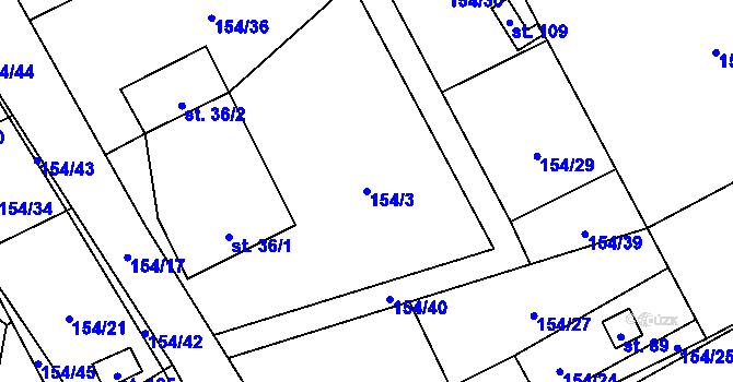 Parcela st. 154/3 v KÚ Dolní Soběšovice, Katastrální mapa