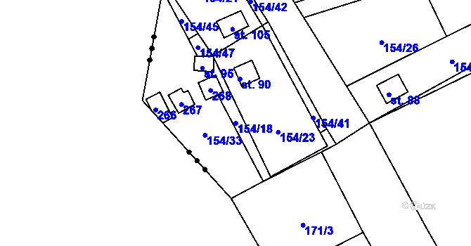 Parcela st. 154/18 v KÚ Dolní Soběšovice, Katastrální mapa