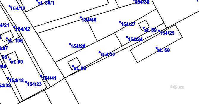 Parcela st. 154/22 v KÚ Dolní Soběšovice, Katastrální mapa