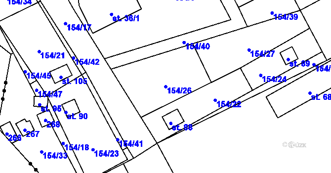 Parcela st. 154/26 v KÚ Dolní Soběšovice, Katastrální mapa