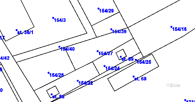 Parcela st. 154/27 v KÚ Dolní Soběšovice, Katastrální mapa