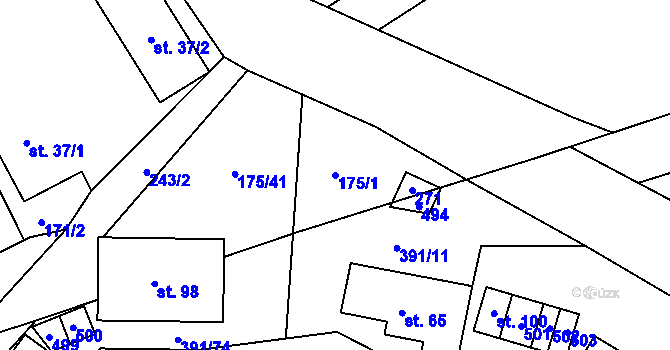 Parcela st. 175/1 v KÚ Dolní Soběšovice, Katastrální mapa