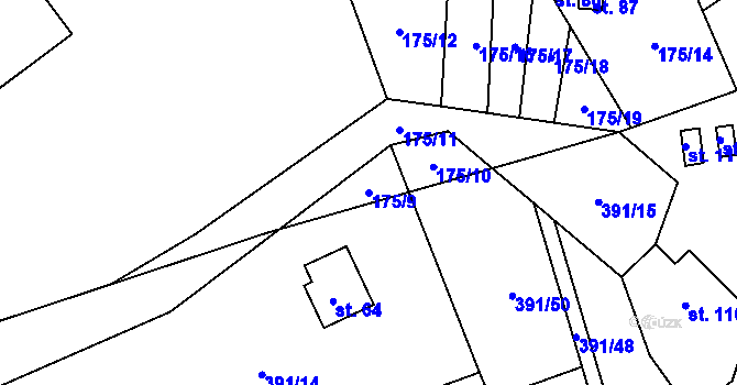 Parcela st. 175/9 v KÚ Dolní Soběšovice, Katastrální mapa