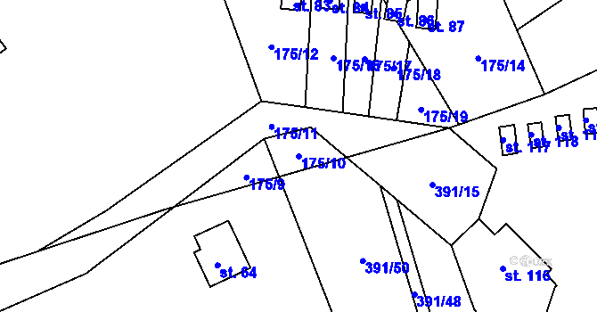 Parcela st. 175/10 v KÚ Dolní Soběšovice, Katastrální mapa