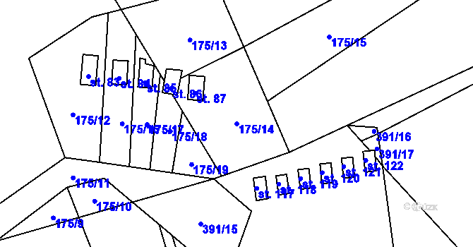 Parcela st. 175/14 v KÚ Dolní Soběšovice, Katastrální mapa