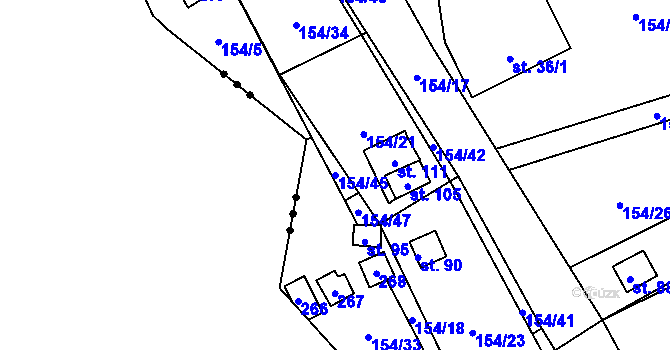 Parcela st. 154/45 v KÚ Dolní Soběšovice, Katastrální mapa