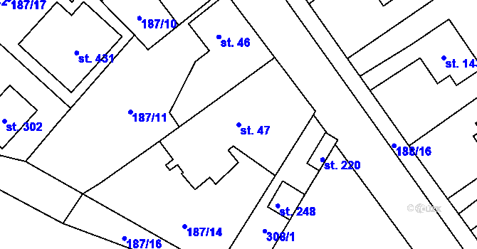 Parcela st. 47 v KÚ Sobětuchy, Katastrální mapa