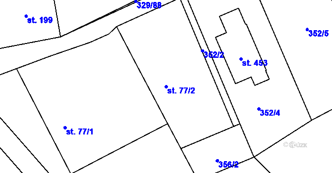 Parcela st. 77/2 v KÚ Sobětuchy, Katastrální mapa