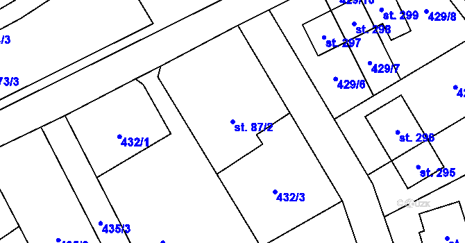 Parcela st. 87/2 v KÚ Sobětuchy, Katastrální mapa