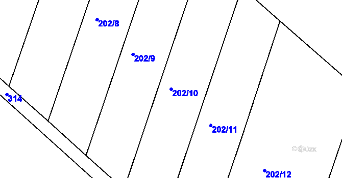 Parcela st. 202/10 v KÚ Sobětuchy, Katastrální mapa