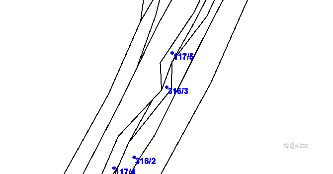 Parcela st. 316/3 v KÚ Sobětuchy, Katastrální mapa