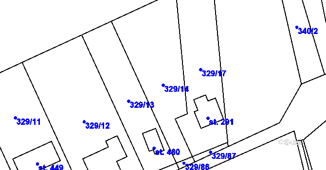 Parcela st. 329/14 v KÚ Sobětuchy, Katastrální mapa