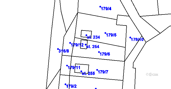 Parcela st. 254 v KÚ Sobětuchy, Katastrální mapa