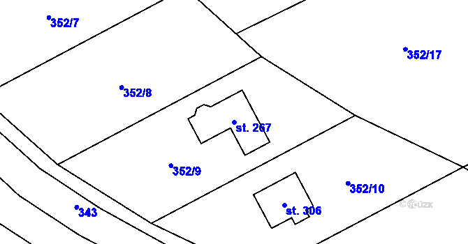 Parcela st. 267 v KÚ Sobětuchy, Katastrální mapa