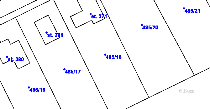 Parcela st. 485/18 v KÚ Sobětuchy, Katastrální mapa