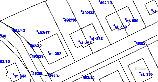 Parcela st. 337 v KÚ Sobětuchy, Katastrální mapa
