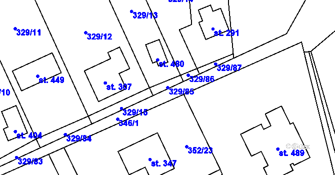Parcela st. 329/85 v KÚ Sobětuchy, Katastrální mapa