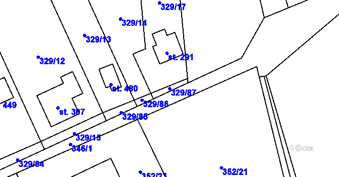 Parcela st. 329/87 v KÚ Sobětuchy, Katastrální mapa
