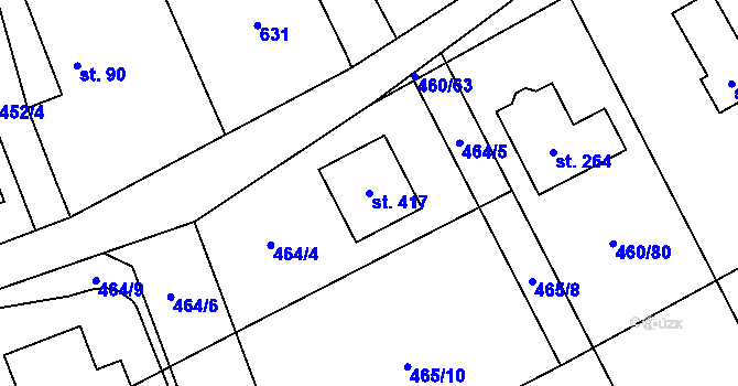 Parcela st. 417 v KÚ Sobětuchy, Katastrální mapa