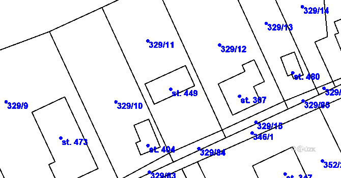 Parcela st. 449 v KÚ Sobětuchy, Katastrální mapa