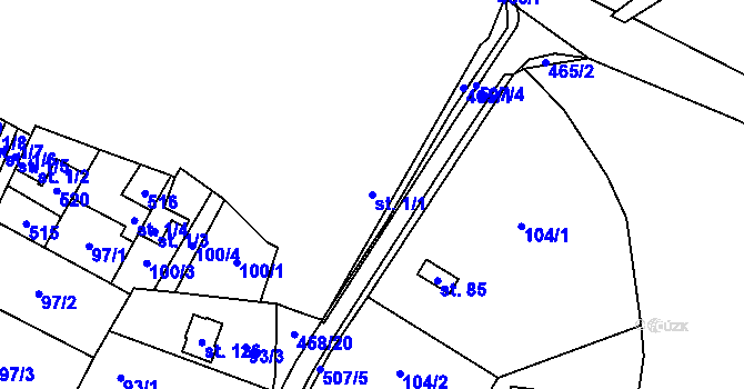 Parcela st. 1/1 v KÚ Stolany, Katastrální mapa