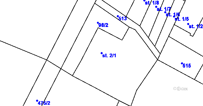 Parcela st. 2/1 v KÚ Stolany, Katastrální mapa
