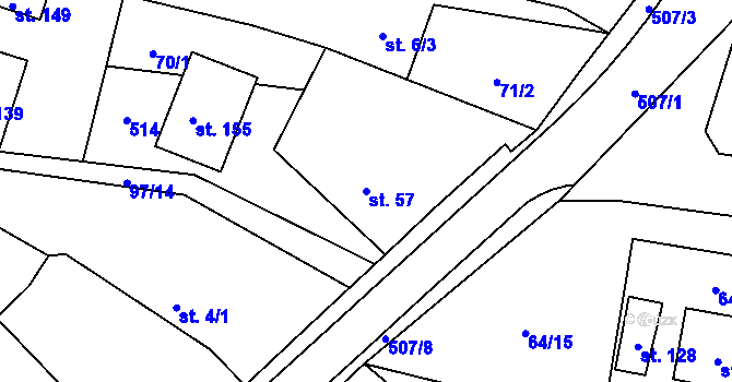 Parcela st. 57 v KÚ Stolany, Katastrální mapa