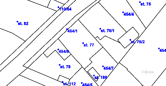 Parcela st. 77 v KÚ Stolany, Katastrální mapa