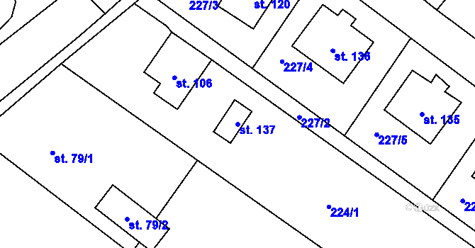 Parcela st. 137 v KÚ Stolany, Katastrální mapa