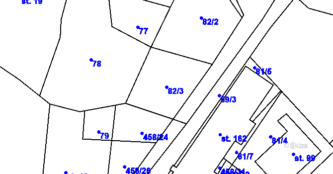 Parcela st. 82/3 v KÚ Stolany, Katastrální mapa