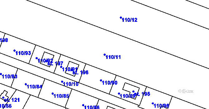 Parcela st. 110/11 v KÚ Stolany, Katastrální mapa