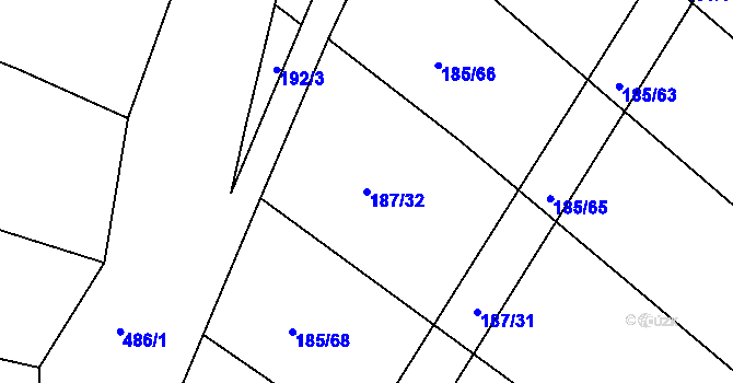 Parcela st. 187/32 v KÚ Stolany, Katastrální mapa