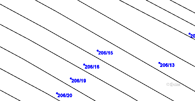 Parcela st. 206/15 v KÚ Stolany, Katastrální mapa