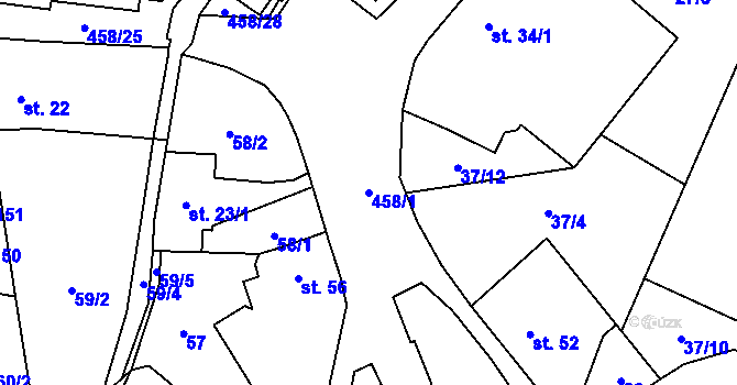 Parcela st. 458/1 v KÚ Stolany, Katastrální mapa