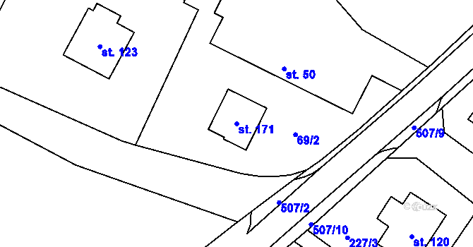 Parcela st. 171 v KÚ Stolany, Katastrální mapa