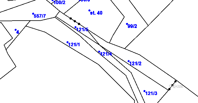 Parcela st. 121/4 v KÚ Sobětuš, Katastrální mapa