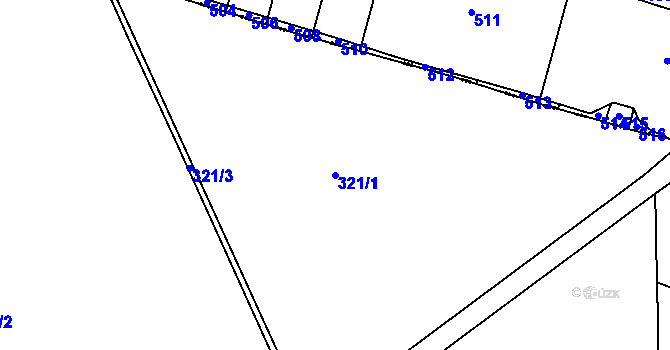 Parcela st. 321/1 v KÚ Sobětuš, Katastrální mapa