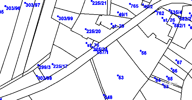 Parcela st. 557/1 v KÚ Sobětuš, Katastrální mapa