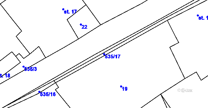 Parcela st. 535/17 v KÚ Sobětuš, Katastrální mapa