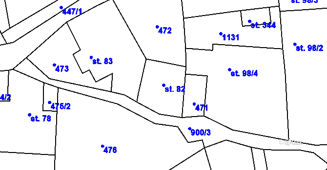 Parcela st. 82 v KÚ Sobíňov, Katastrální mapa