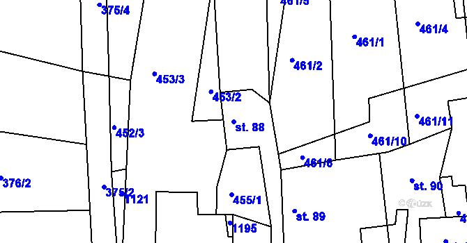 Parcela st. 88 v KÚ Sobíňov, Katastrální mapa