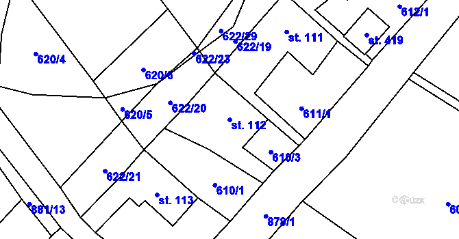 Parcela st. 112 v KÚ Sobíňov, Katastrální mapa