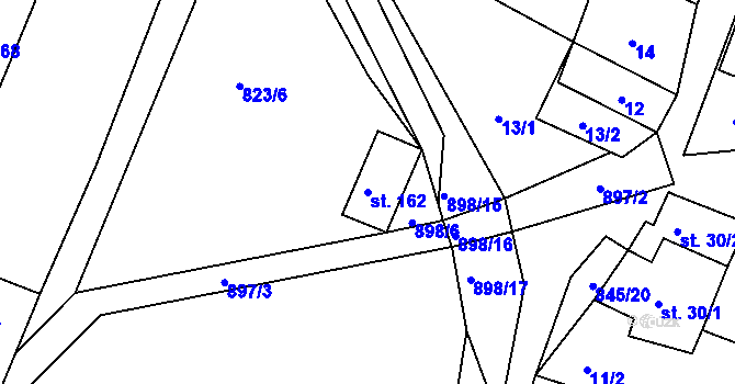 Parcela st. 162 v KÚ Sobíňov, Katastrální mapa