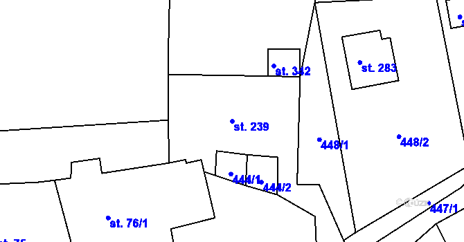 Parcela st. 239 v KÚ Sobíňov, Katastrální mapa