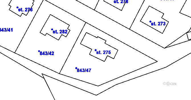 Parcela st. 275 v KÚ Sobíňov, Katastrální mapa